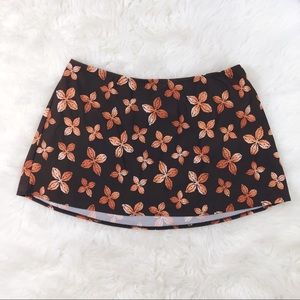 Athleta Swim Skirt Brown/Coral floral size Large